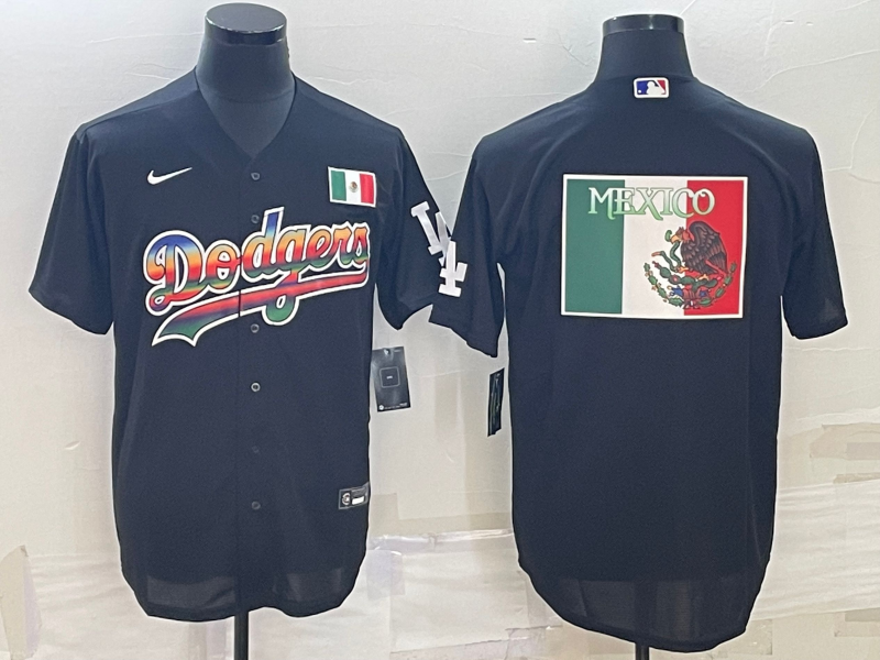 Men's Los Angeles Dodgers Black Team Big Logo Cool Base Stitched Baseball Jersey Men's Los Angeles Dodgers Black Team Big Logo Cool Base Stitched Baseball Jersey